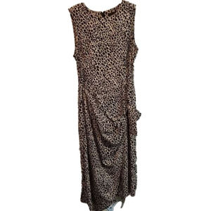 Sag Harbor Vintage leopard Animal print ruched faux‎ wrap dress size 14